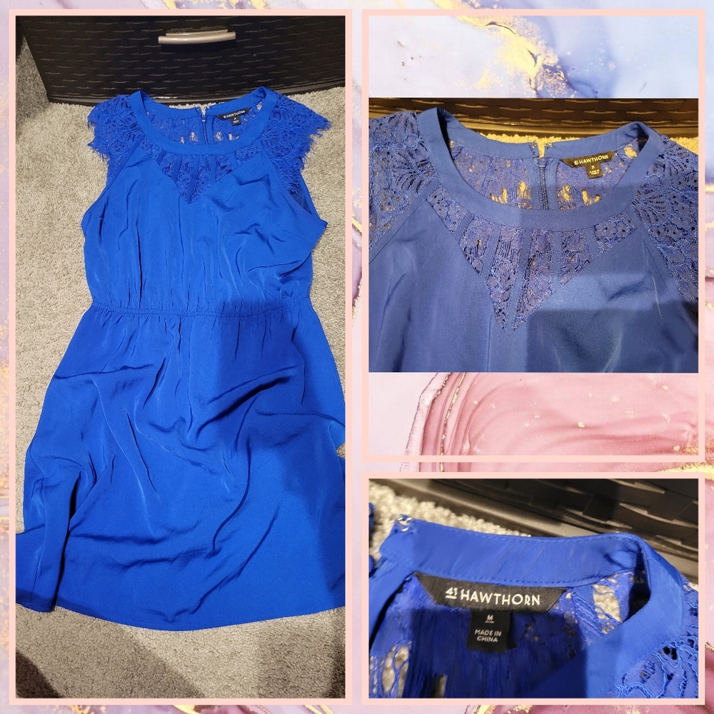 Blue lace detail dress